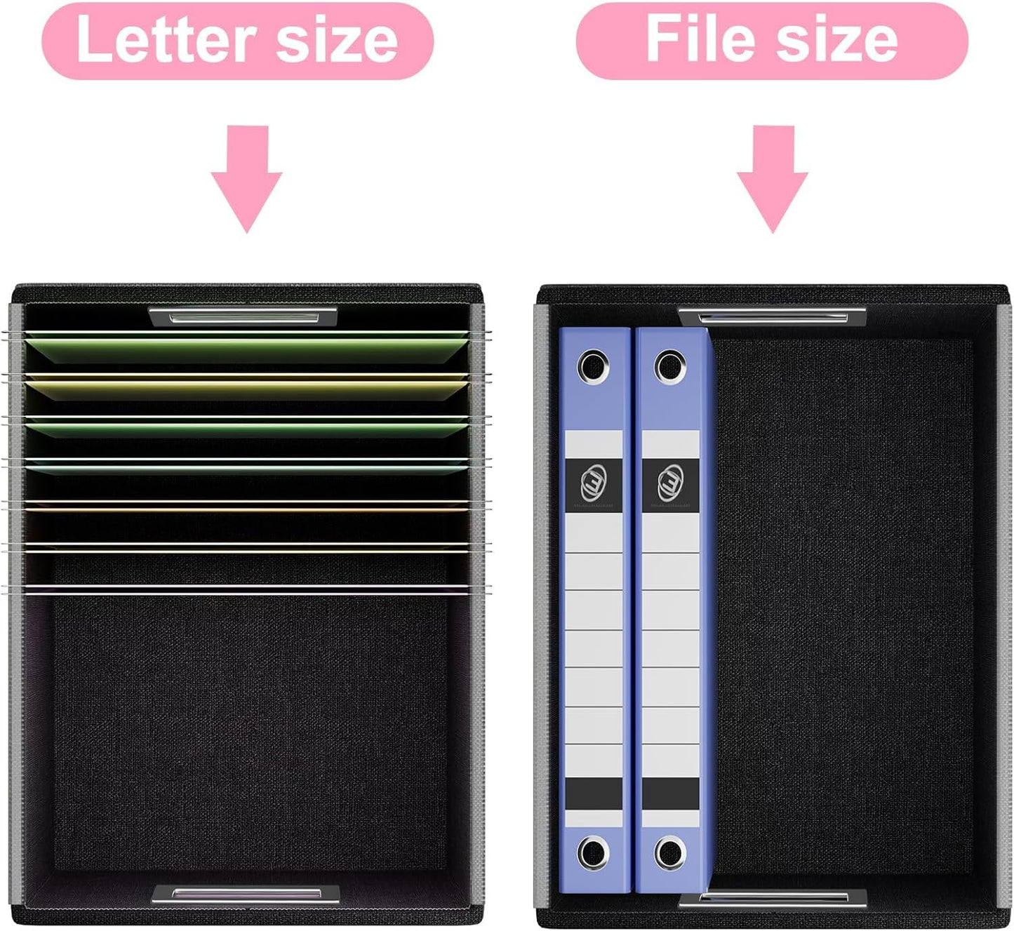 Huolewa Portable Leather File Organizer Storage Boxes, Collapsible File Folder Organizer Boxes with Lids, Document Organizer, Decorative Filing Box Cabinet for Letter/Legal File Folder Storage