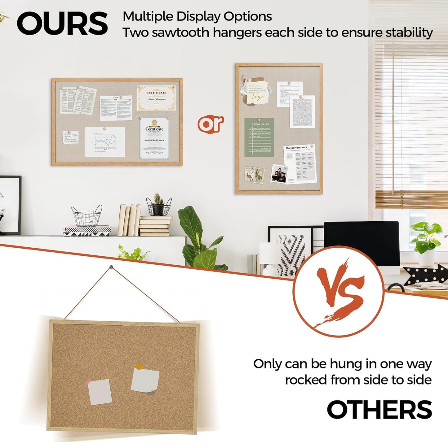 Fun Memories Cork Board Bulletin Board for Office, 20" x 30" Oak Wooden Framed Corkboard, Wall Mounted Notice Pin Board for School Home & Office, Natural Wood