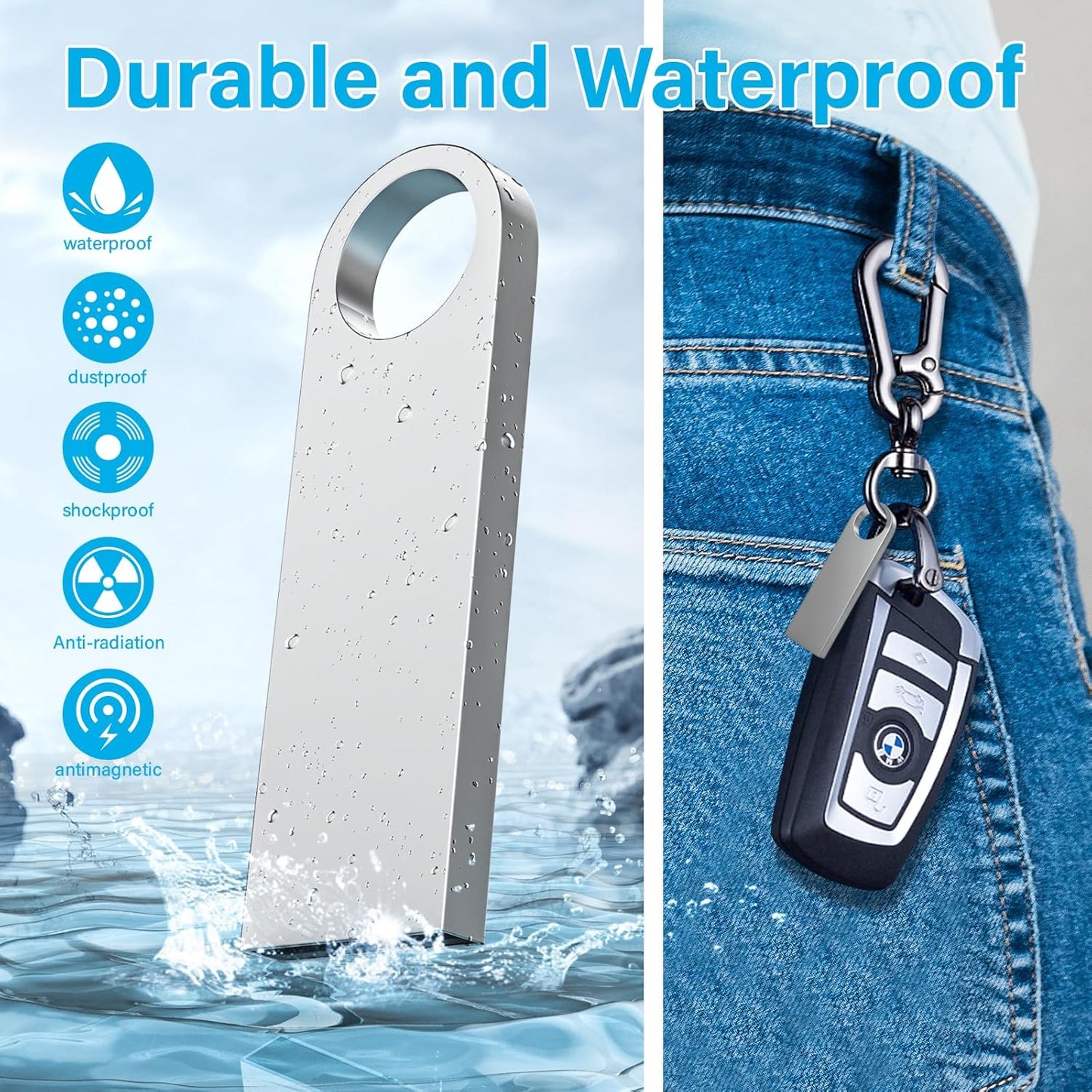 ABLAZE Custom Flash Drive 512MB 10 Pack, Personalized USB with Your Logo Metal Thumb Drives USB 2.0 Memory Stick Pendrive (Sliver)