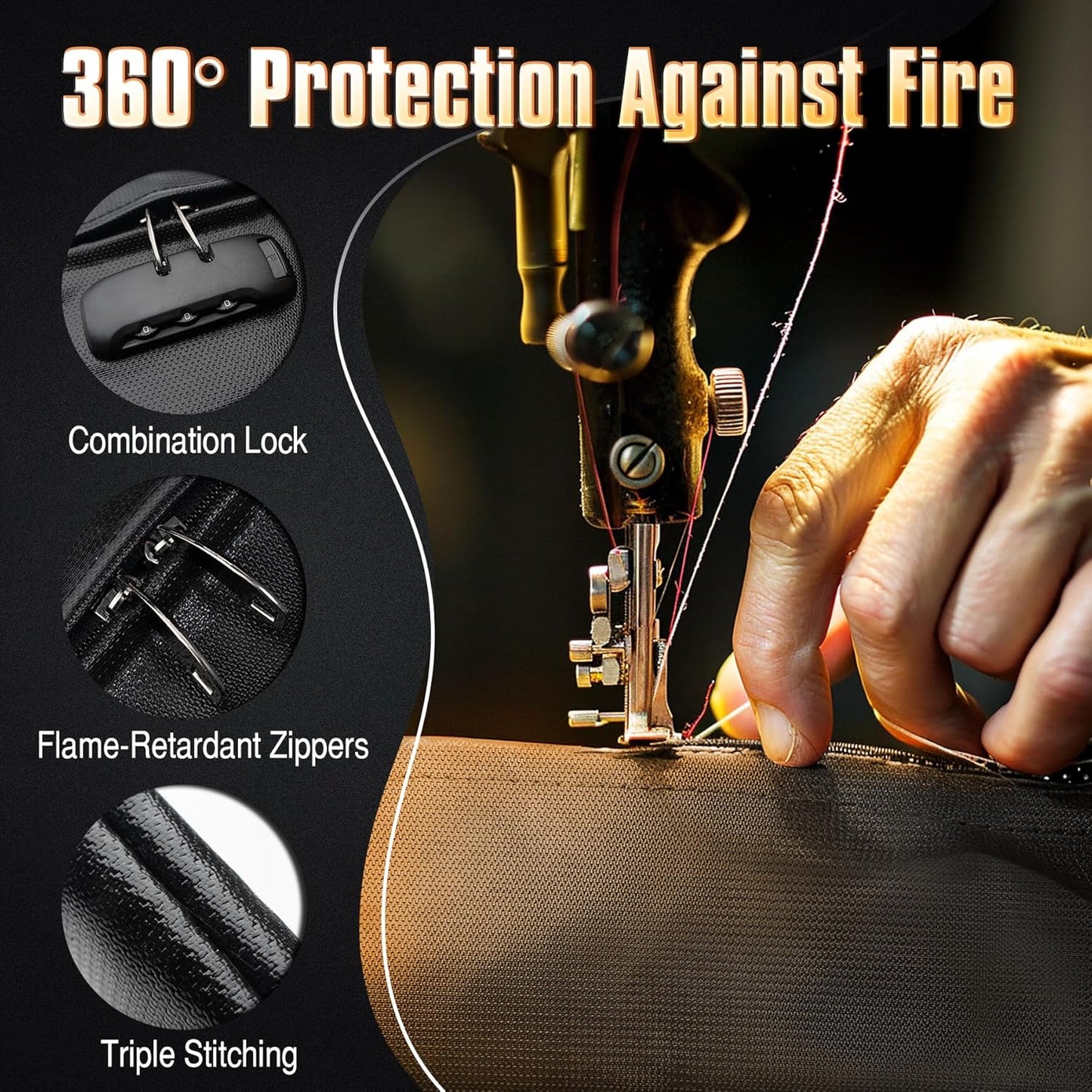 Fireproof Document Bag Set with Lock, 2 Pcs Money Box for Cash & Passport, 6200°F Fire Proof Bag for Documents 14"x9.8" & 10.6" x 6.7", Fireproof Document Safe, Waterproof Money Bags Pouch with Zipper