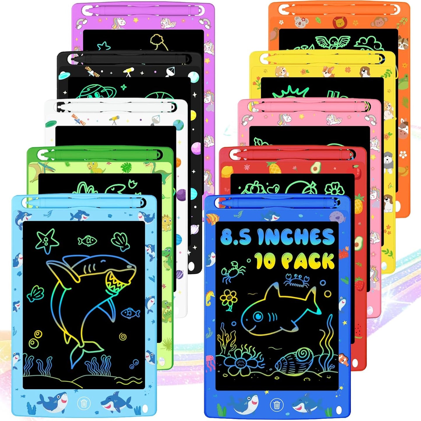 10 Pack LCD Writing Tablet for Kids, 8.5 Inch Colorful Doodle Board Drawing Pad, Educational Learning Travel Toys Birthday Gifts for Boys Girls Age 3 4 5 6 7 8