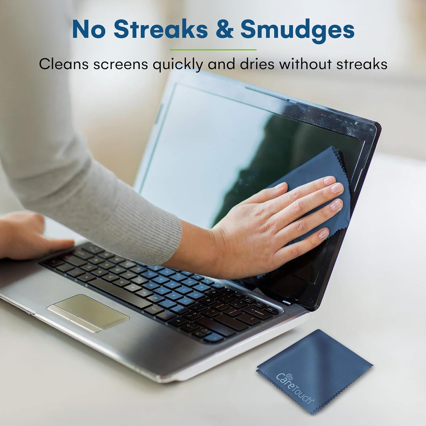 Care Touch Eyeglass Cleaning Cloth - 12 Pack of Microfiber Cleaning Cloth for Glasses, Lenses, Phones and Screens - Large, Lint-Free, Reusable and Scratch-Free - 6 x 7 Inches - Navy