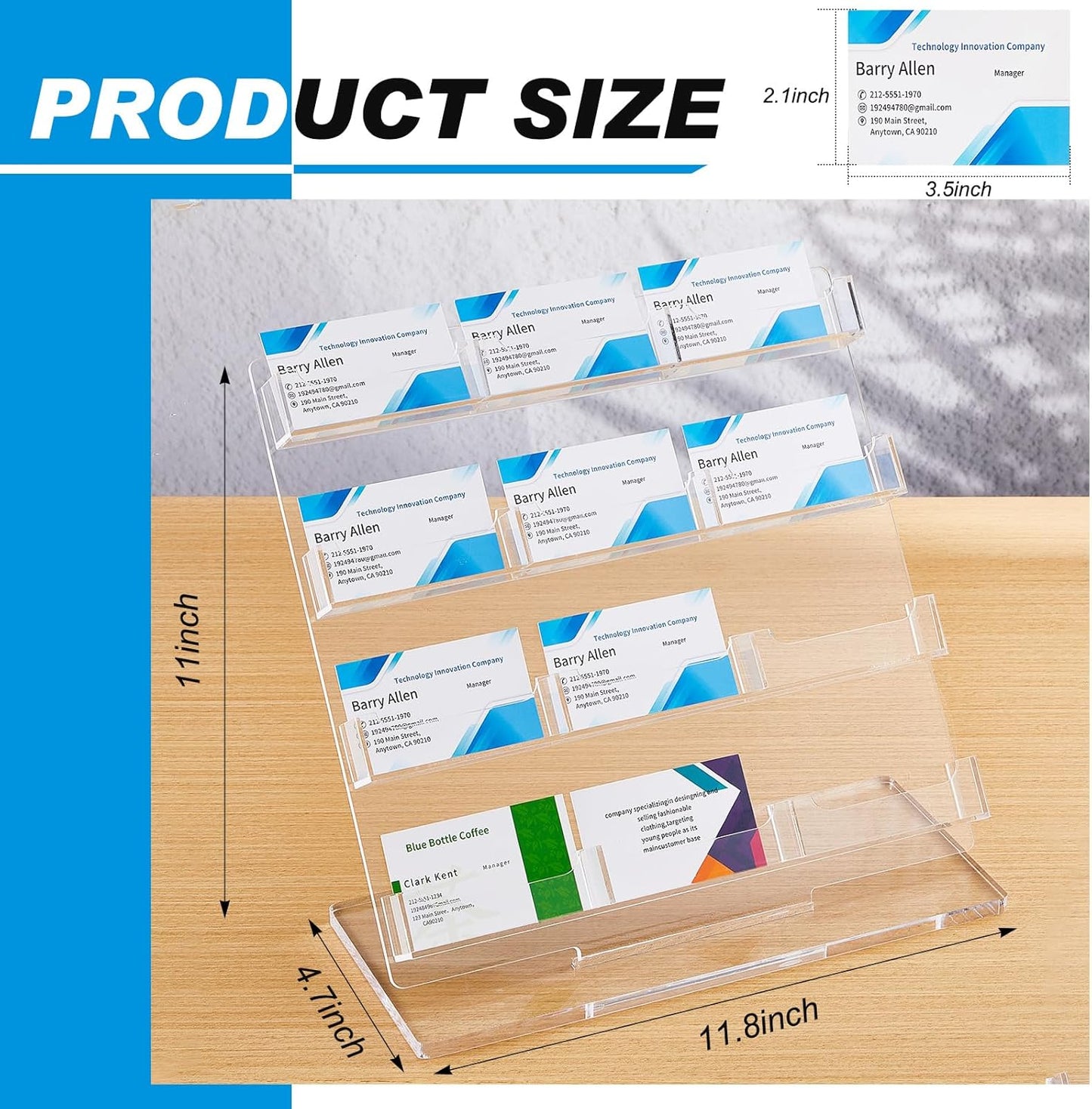 Business Card Holder for Desk 12 Slots Freestanding Acrylic Business Card Holder Display Stand Multiple Organizer for Office Meeting Exhibition Home