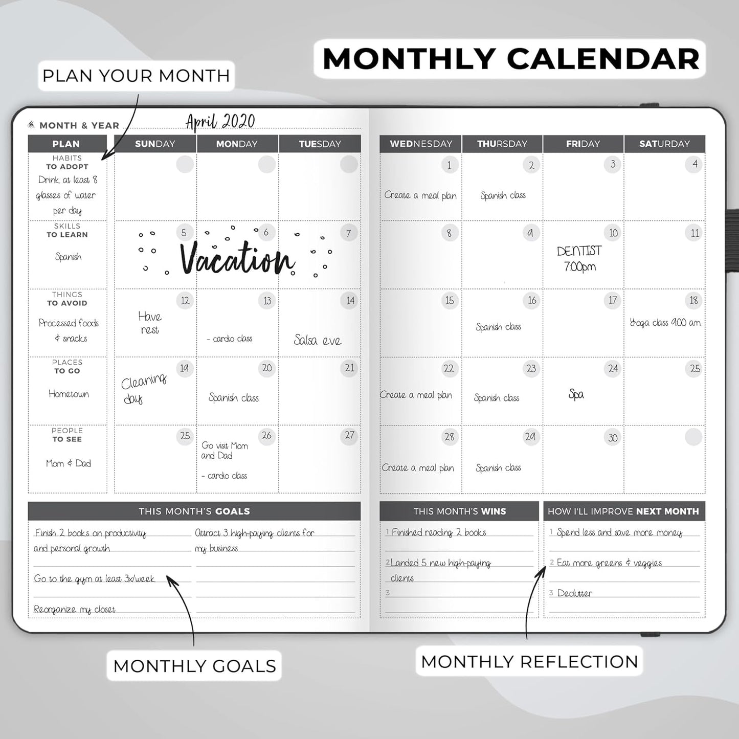 Clever Fox Planner – Undated Weekly & Monthly Planner for Productivity, Time Management & Goals – Organizer Journal – A5 (Black)