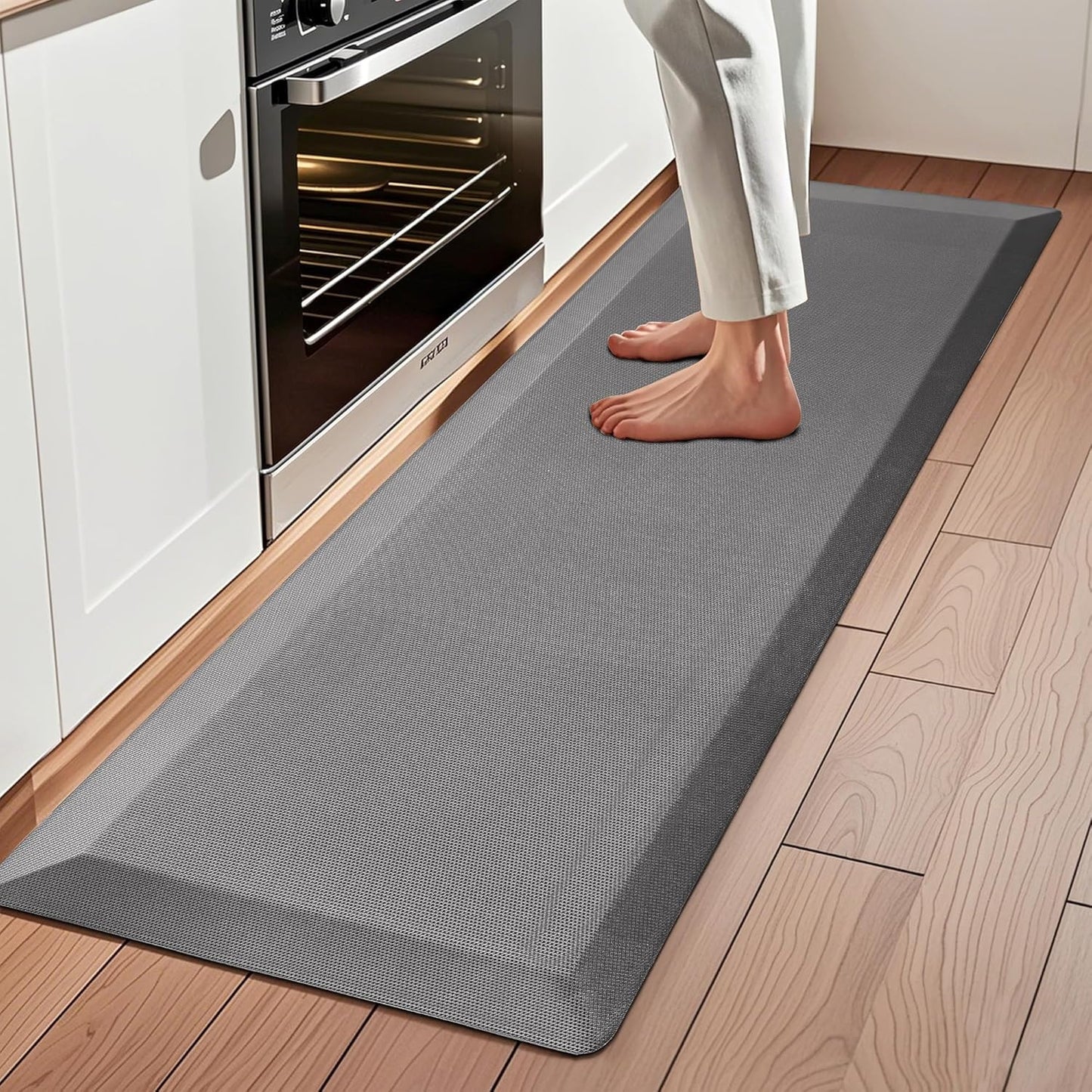 Anti Fatigue Kitchen Mats for Floor, Grey 9/10 Extra Thick Cushioned Standing Desk Mat, Comfort Memory Foam Ergonomic Kitchen Rugs and Mats Non-Slip Waterproof for Office, Kitchen, Sink, 20" x 48"