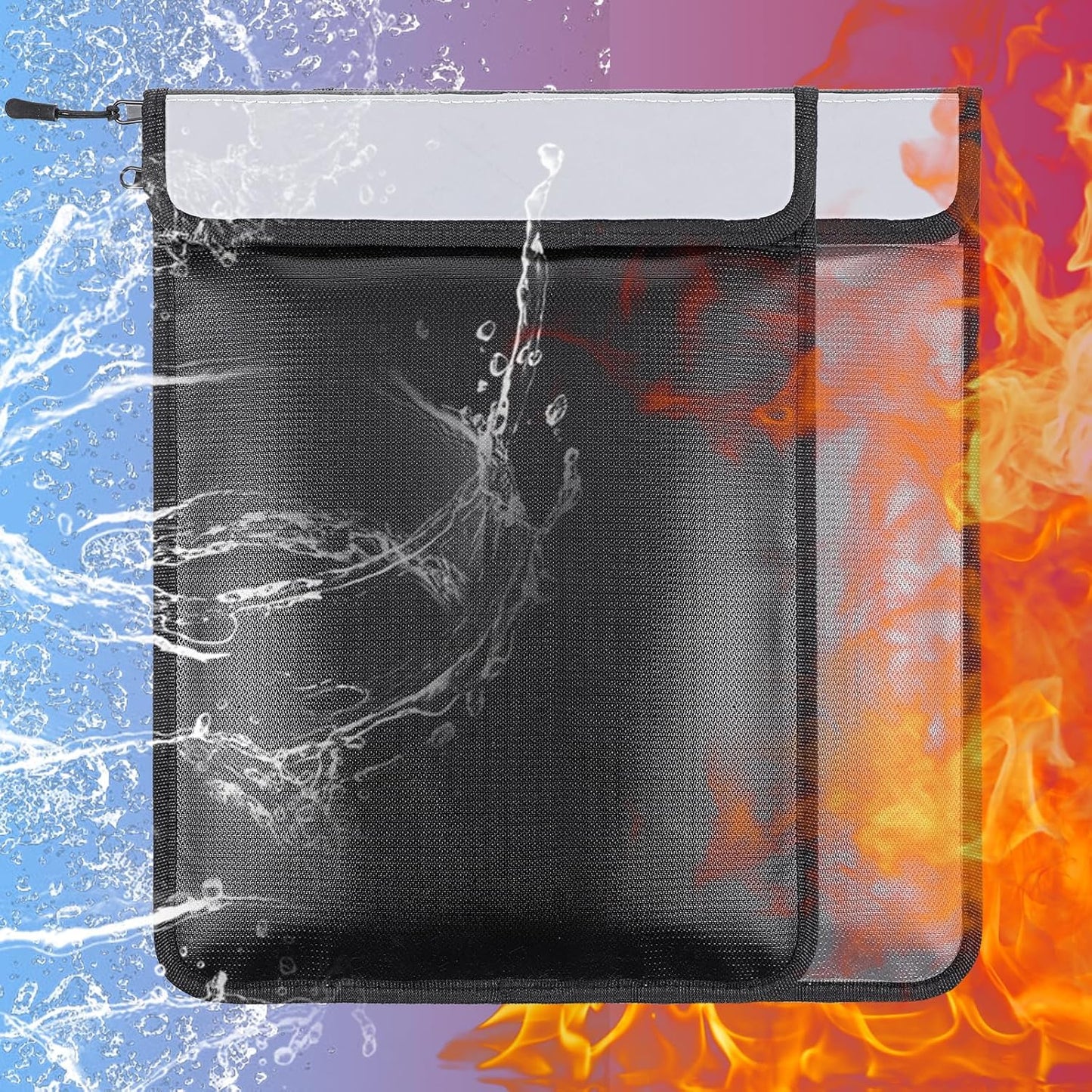 2 Pcs 5200°F Upgraded Fireproof Document Bag, Fire and Water Resistant Bag with Zipper for Documents, 15 x 11 Inch Waterproof Fireproof Money Bag for Important Document Storage Organizer(Black&Gray)