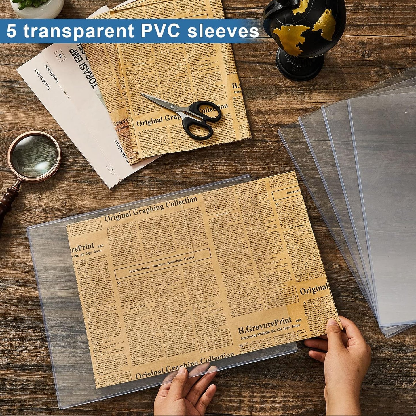 Henoyso 5 Pcs 11x14 Inch PVC Rigid Print Protectors, Heavy Duty Hard Plastic Poster Sleeves for Prints, Magazines, Photos & Paper, Ideal Rigid Menu Covers Paper Page Protectors