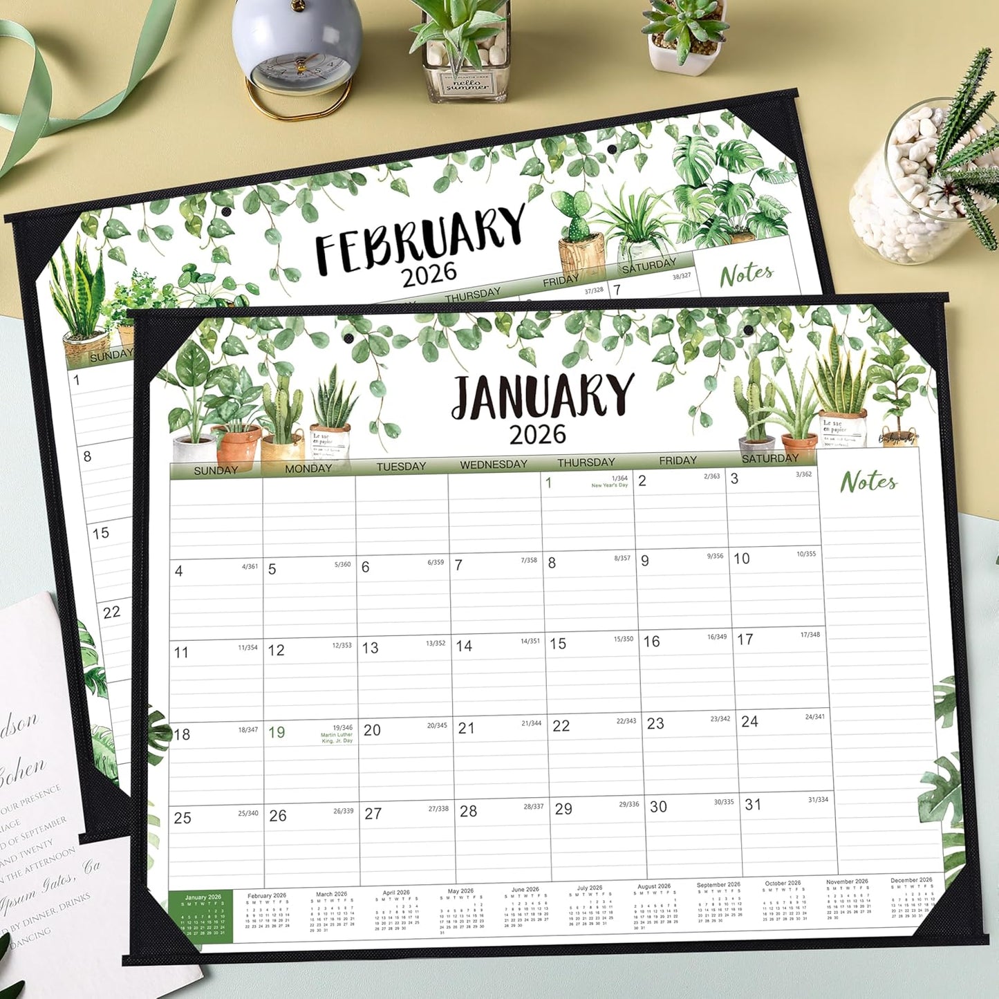 2026 Desk Calendar - 2026 Large Desk Calendar 22x17, Jan. 2026 - Dec. 2026, 2026 Large Calendar, 12 Months, Corner Protectors - Plants
