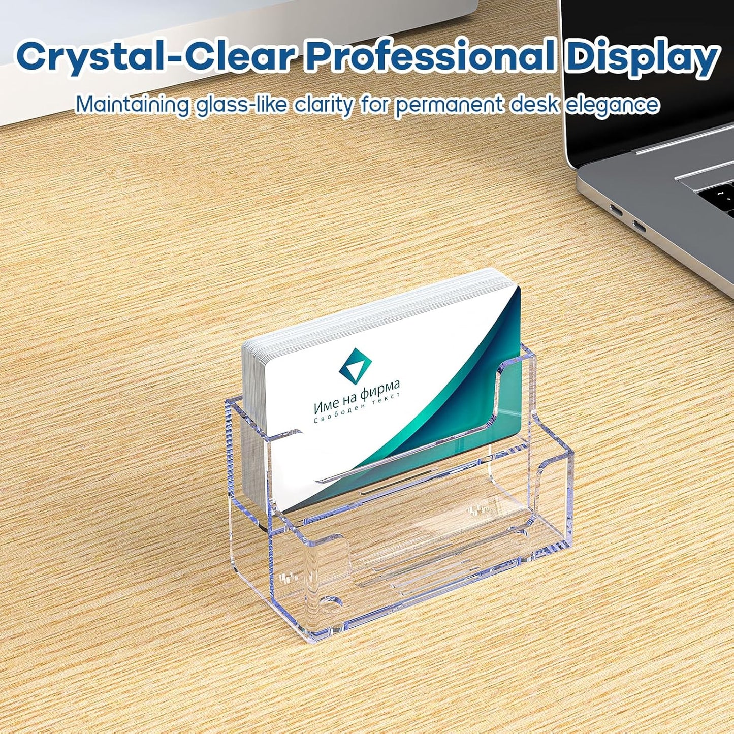 Acrylic Business Card Holder for Desk, Clear Plastic Business Card Stand with 2 Tier, Multiple Business Display Holder for Exhibition, Office and Hotel, 2 Pack