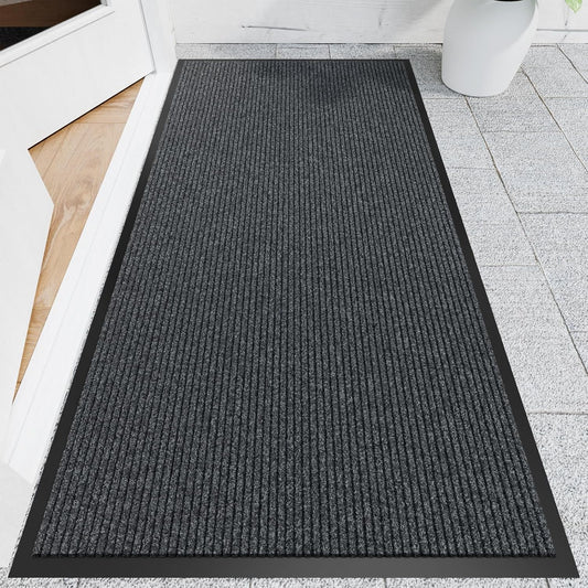 Front Door Mat, 3' x 6' Heavy Duty Indoor Outdoor Door Mat for Entryway, Commercial Door Mats Entrance, Low Profile Welcome Mats Non-Slip, Durable Rubber Backing Entry Mat for Patio, Home