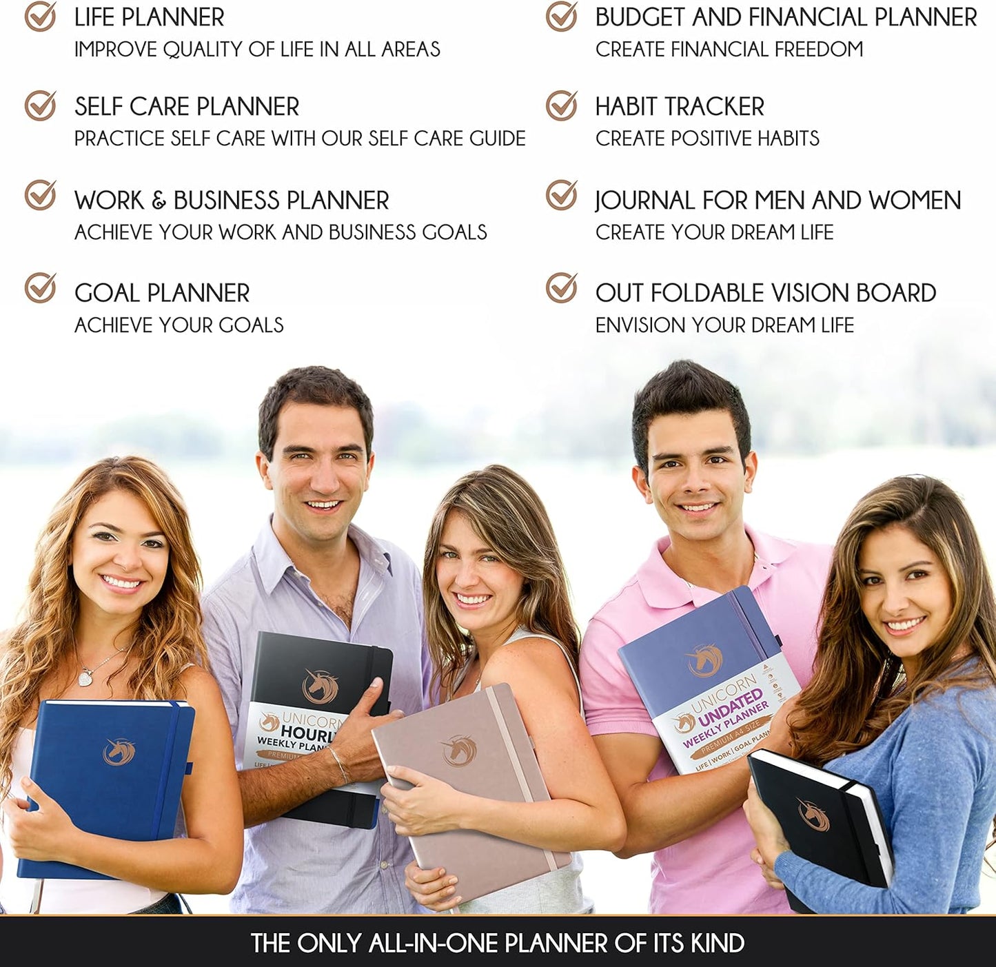 Hourly Planner - Undated Daily, Weekly & Monthly Planner with Budget Section | A 12 Month Journey to Increase Productivity & Happiness | Life Organizer & Gratitude Journal - Vertical Format