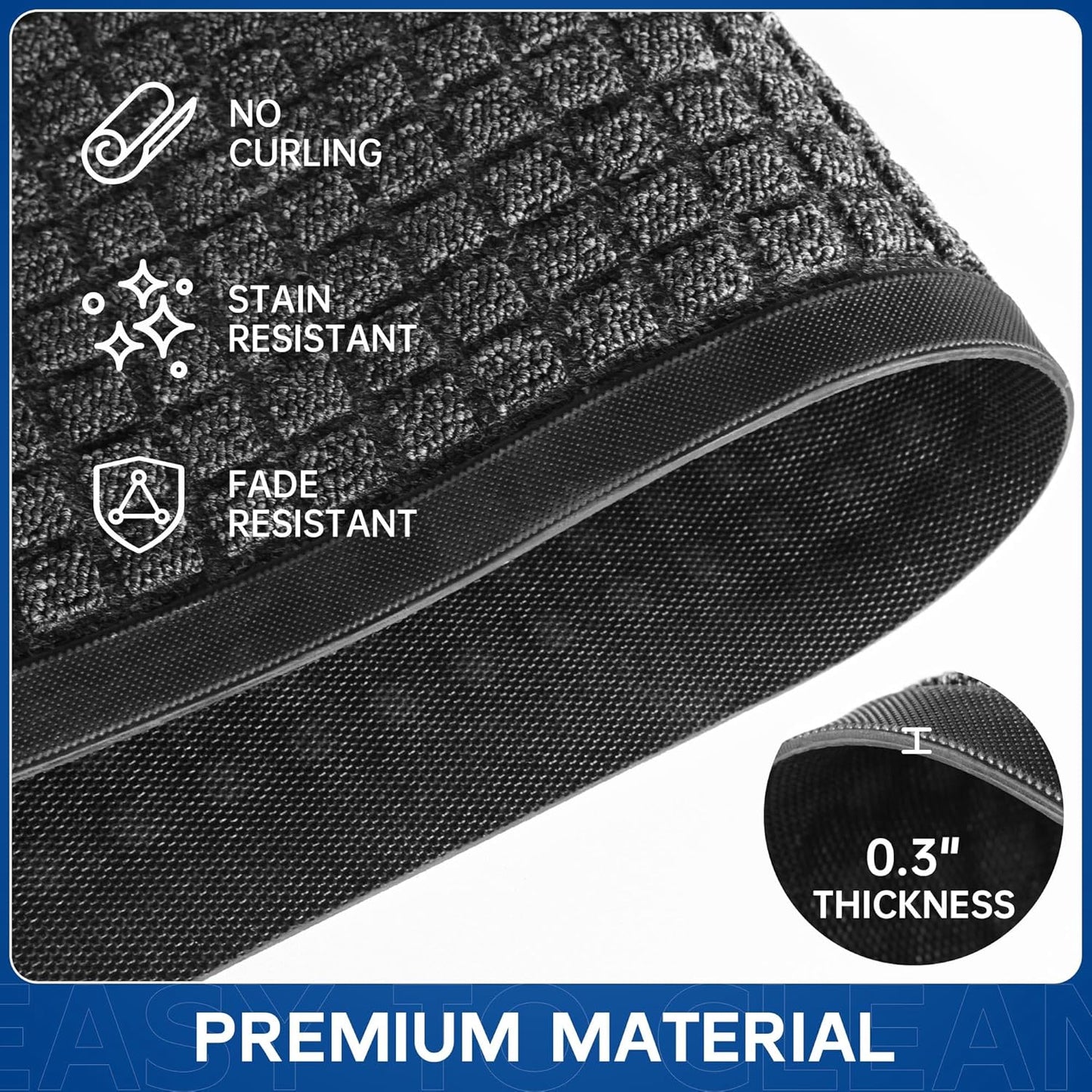 Durable Front Door Mat, 48" x 24" Heavy Duty Indoor Outdoor Doormat for Entryway, Non-Slip Rubber Backing, Stain and Fade Resistant Commercial Floor Mat for Home Office Entry