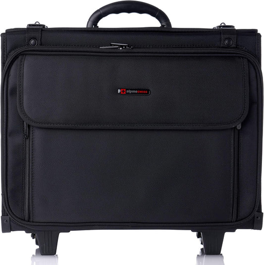 Alpine Swiss Rolling Briefcase | Laptop Bag For Men & Women | Hard Side Catalog Case on Wheels | Legal Size File Dividers | Lawyers Attache Case | Carry-On Overnight Business Travel Bag