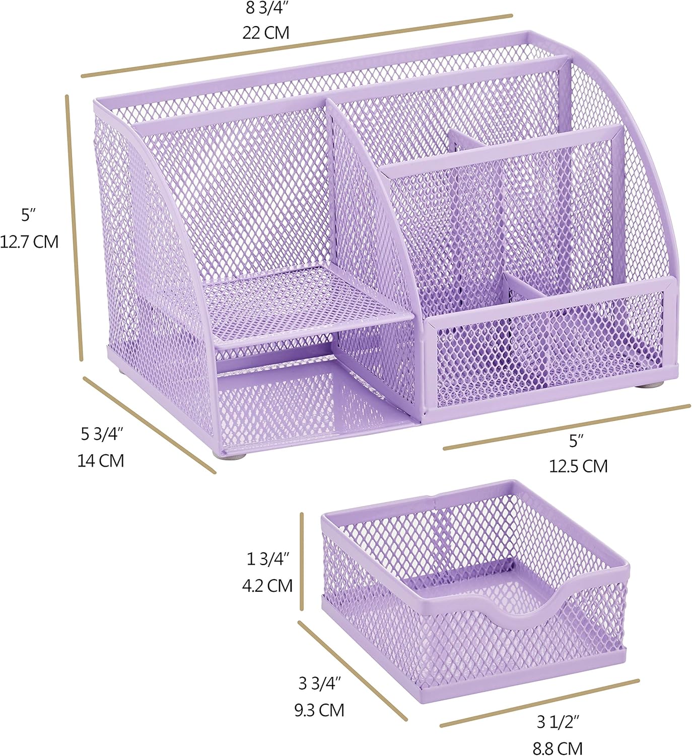 Annova Mesh Desk Organizer Office with 7 Compartments + Drawer/Desk Tidy Candy/Pen Holder/Multifunctional Organizer (Light Purple)