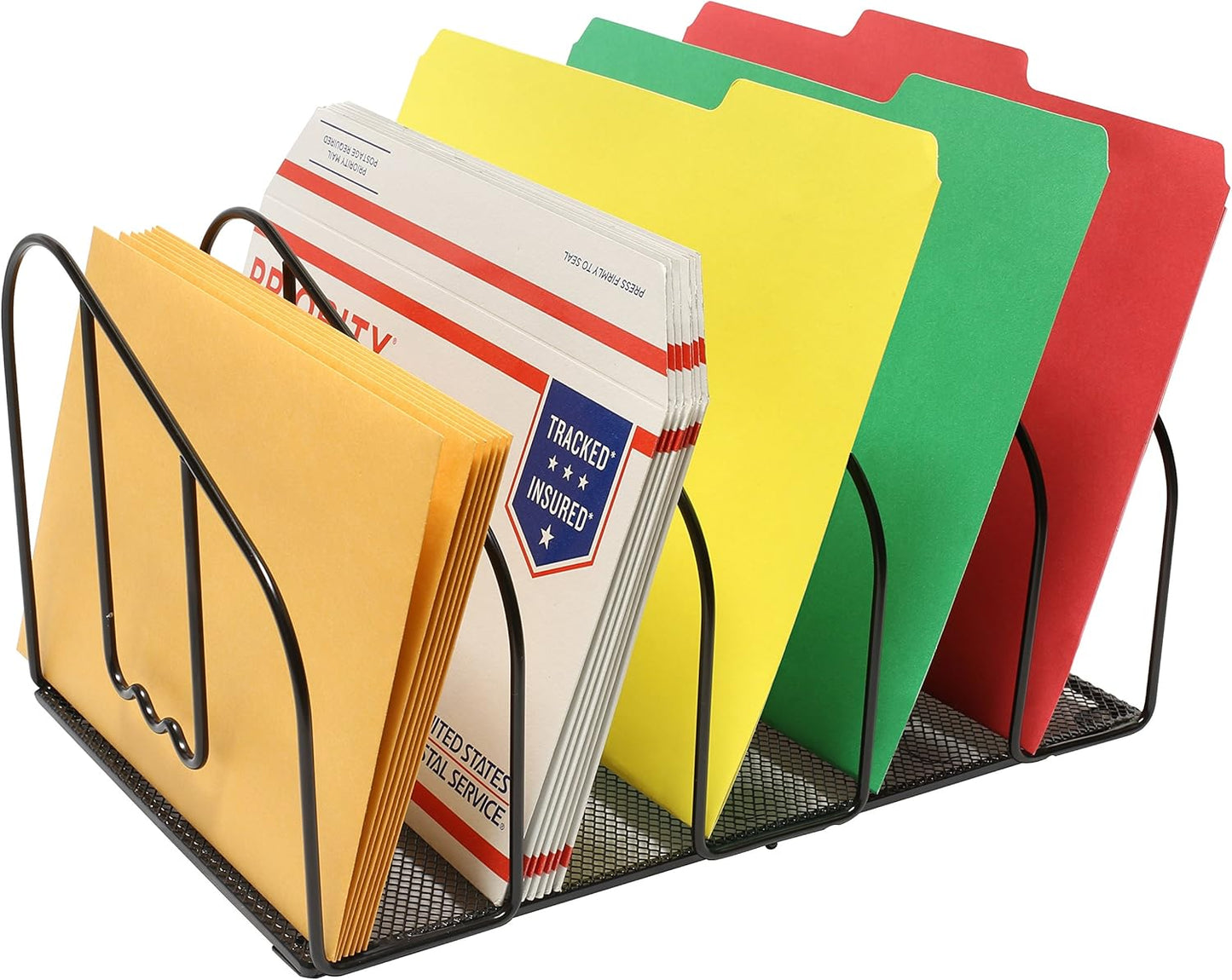 Deco Brothers File Sorter Organizer for Desk, 5 Sections, Black