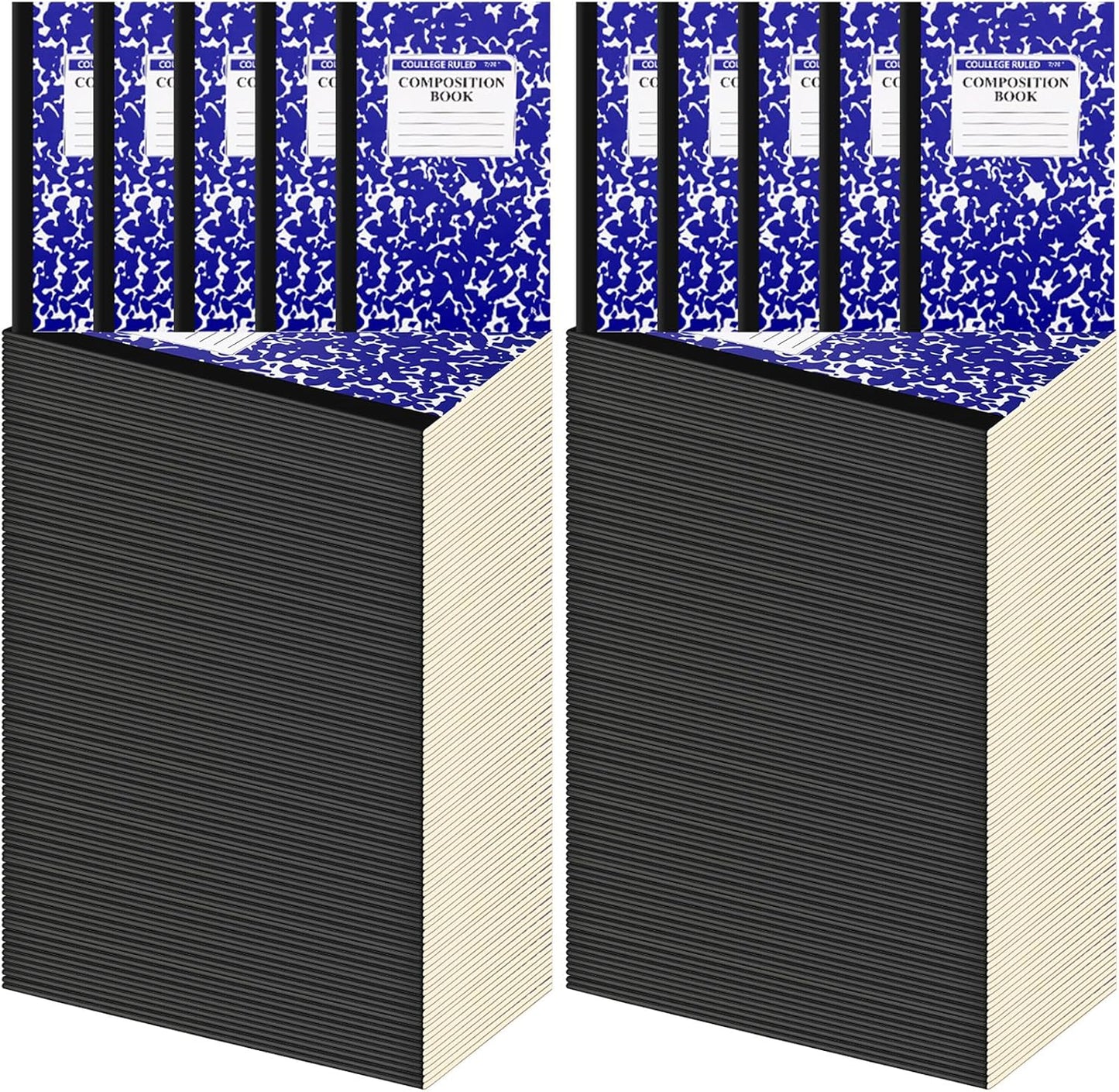 Fainne 100 Pack A5 Composition Notebooks Bulk College Ruled Composition Notebooks Marble Covers Notebook for Student Classroom Office Supplies 30 Sheet/60 Page(Dark Blue)