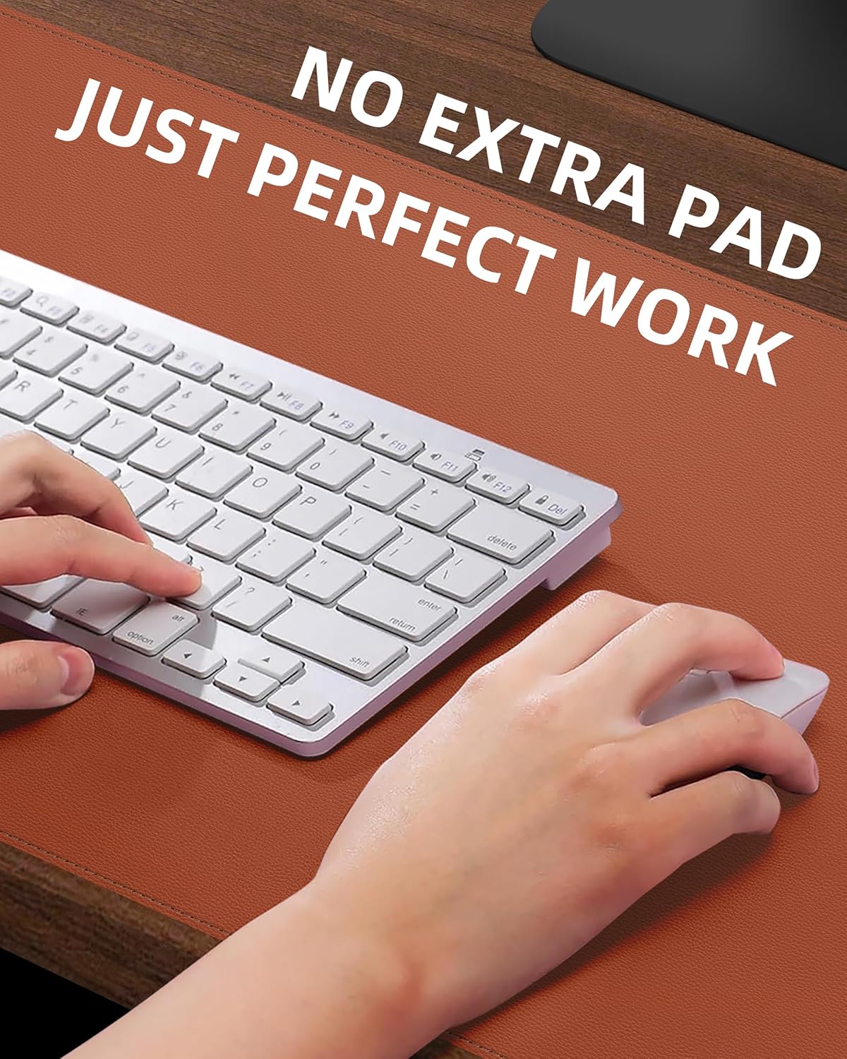 Extra Large Desk Pad Mat - Waterproof Mouse Pad & Desk Protector, Non-Slip XXL PU Leather Gaming Mat for Keyboard/Mouse, Stitched Edge with Ergonomic Support, 55"x24" (Brown)
