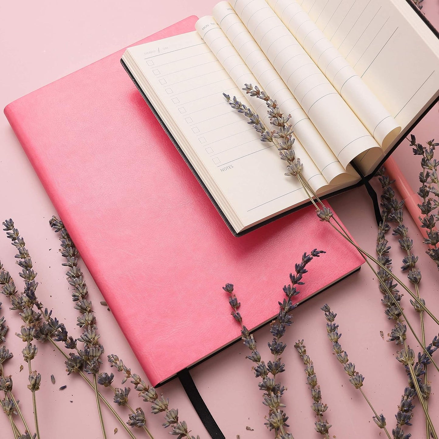 Daily to Do Checklist Notebook, Task Management, Organizer Planner, Hardcover, Ribbon Bookmark, 5.8 x 8.3”, A5 size, 110 Sheets (Pink)