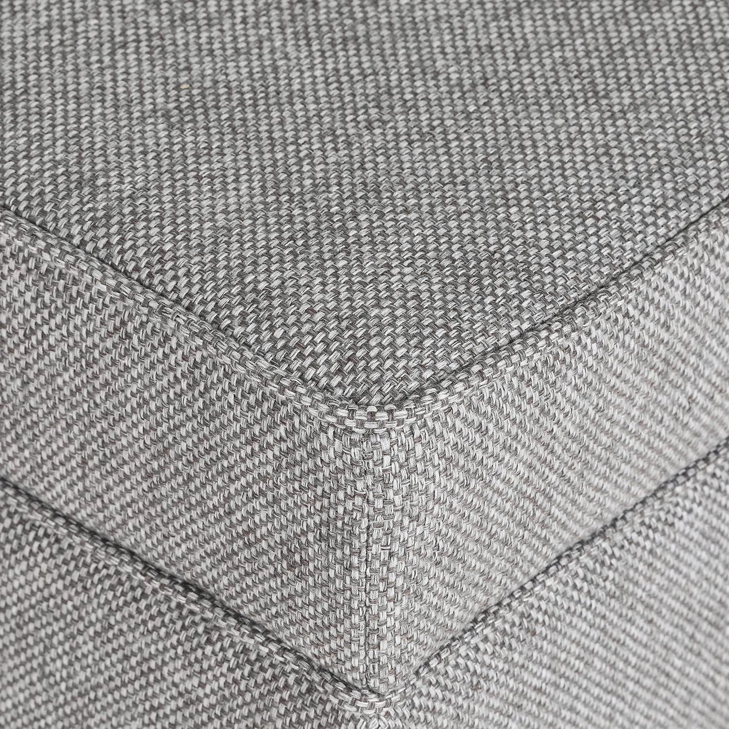 Adeco 17" Square Ottoman with Storage, Small Blue Storage Ottoman Foot Rest with Hinged Lid & Solid Wood Legs, Linen Fabric Foot Stool for Living Room & Bedroom