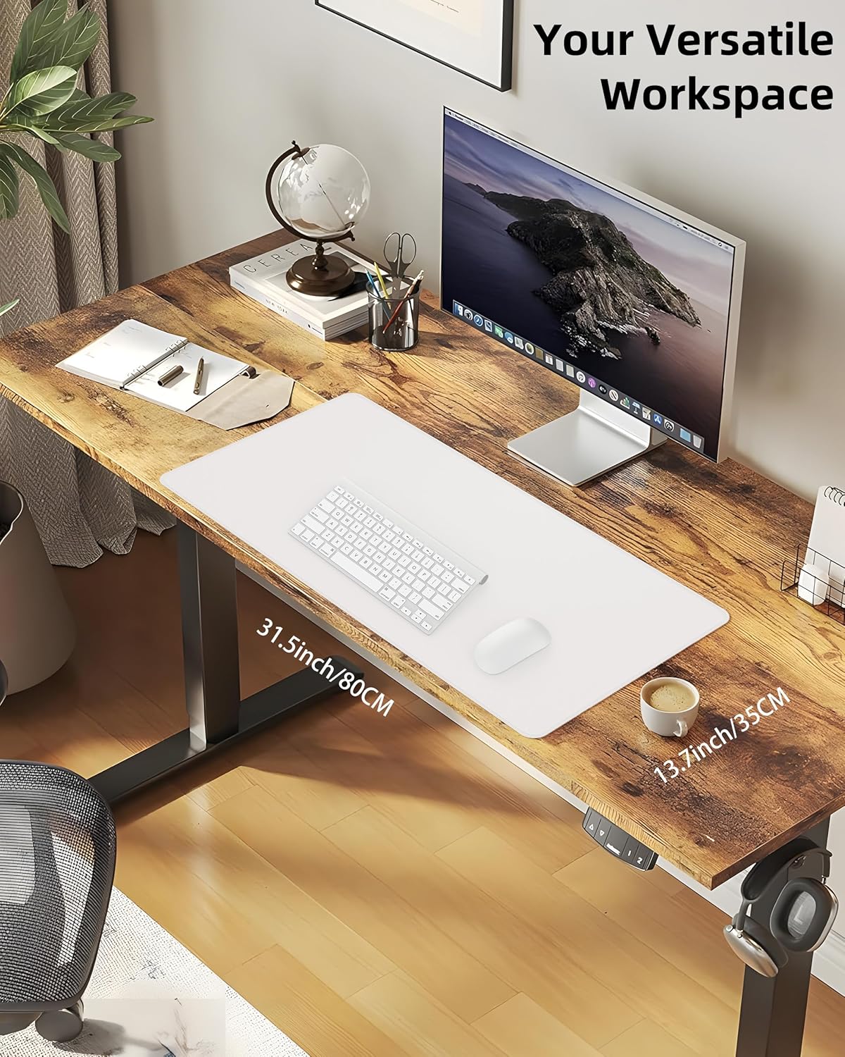Desk Pad Mat - Leather Desk Pad Protector for Office and Home - Desk Organization and Accessories - Ideal for Large Mouse Pad and Desk Mats on Top of Desks(White,31.5" x 15.7")