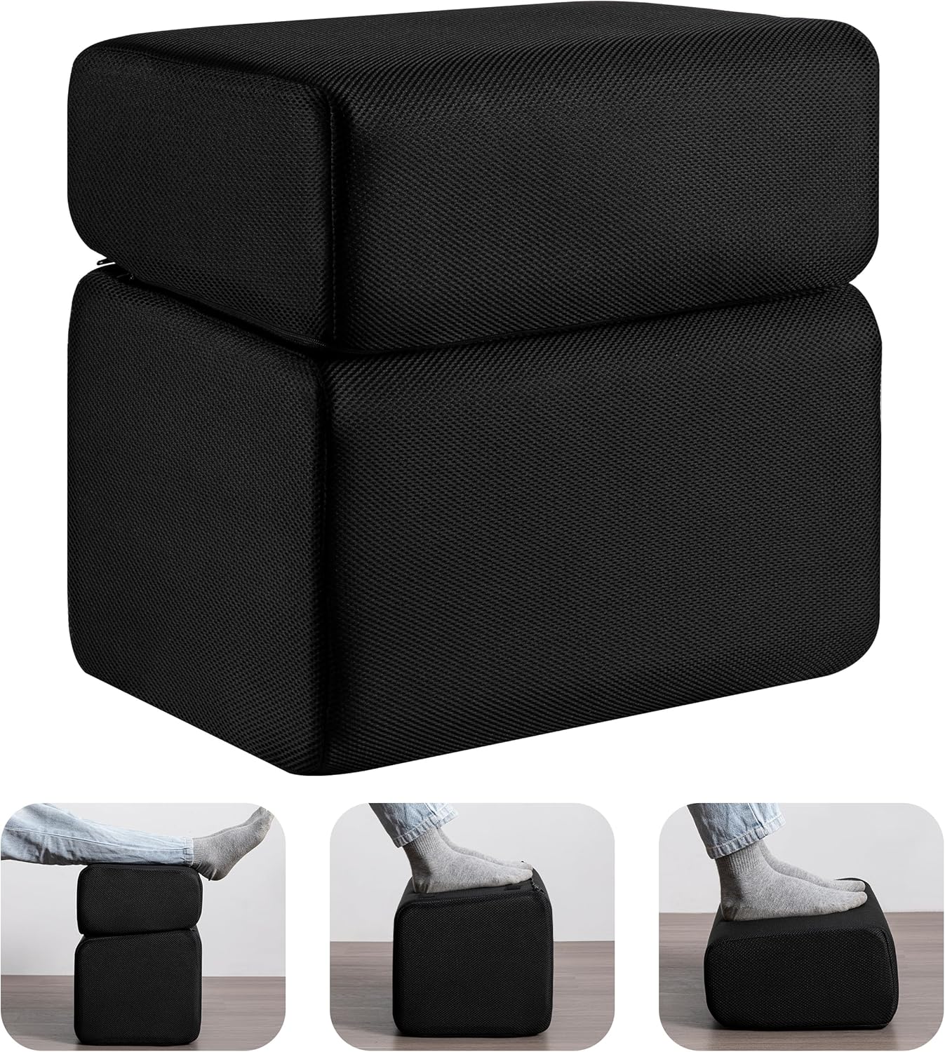 Ganondorf Foot Rest for Under Desk at Work Adjustable Foot Rest Under Desk Ergonomic Foot Stools for Under Office Desk Leg Pillow for Underdesk Footrest with Washable Cover, Mesh Black