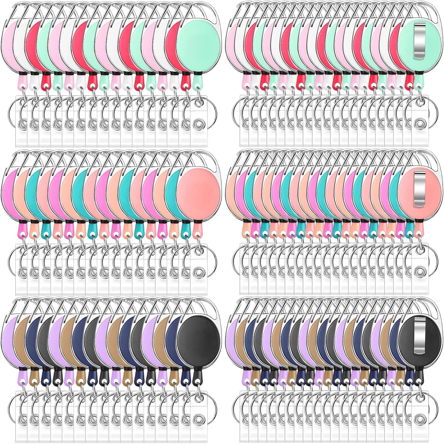 Honoson 40 Pcs Heavy Duty Retractable Badge Reels Batch ID Badge Holder Retractable Clip Bulk Key Holder with Ring for Office Worker Employee, Doctor Nurse Gifts (Vibrant Color)