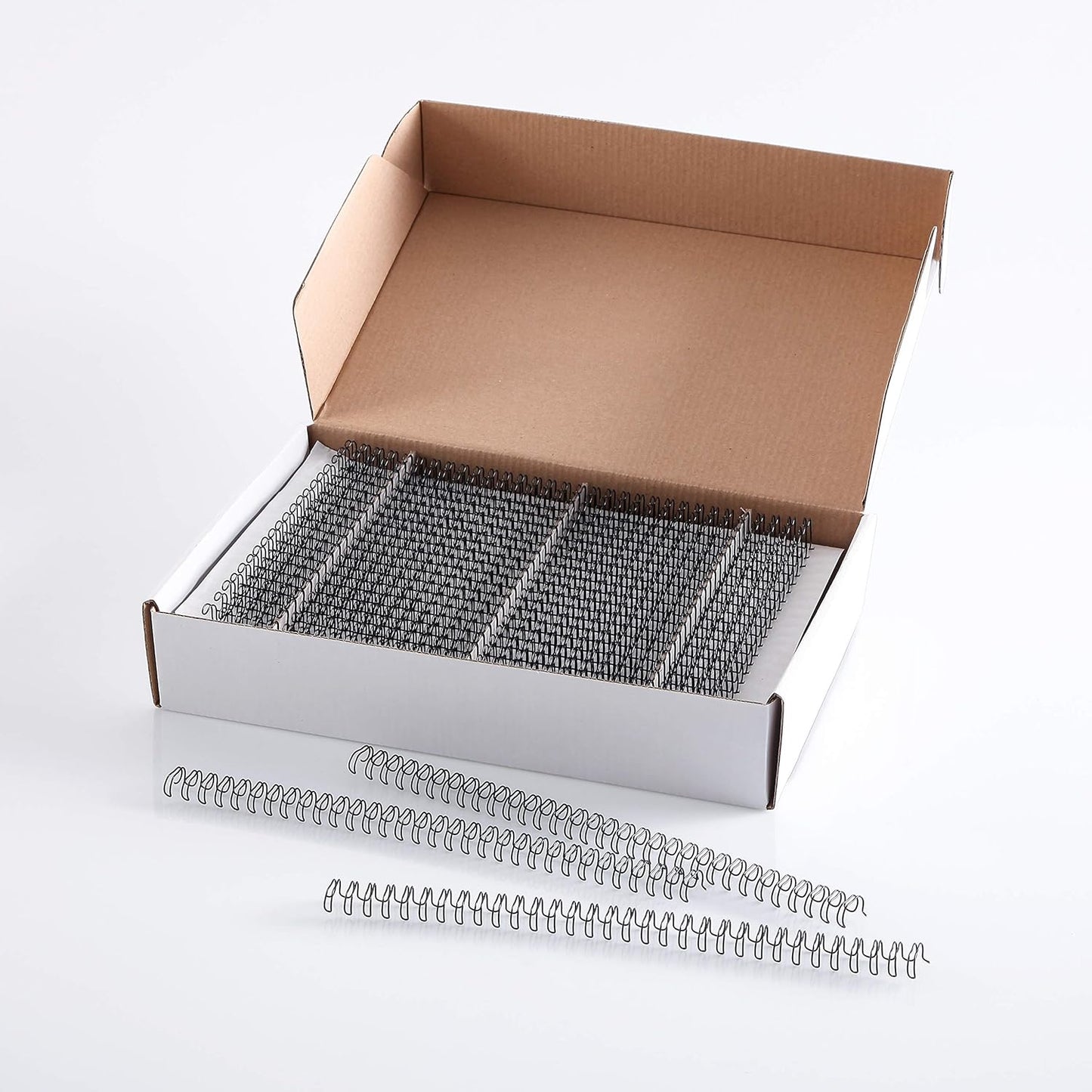 BNC Double Loop Wire Binding Rings Letter Size 3:1 Loops 32 Holes Black Color Pack of 100 (9/16 Inches)