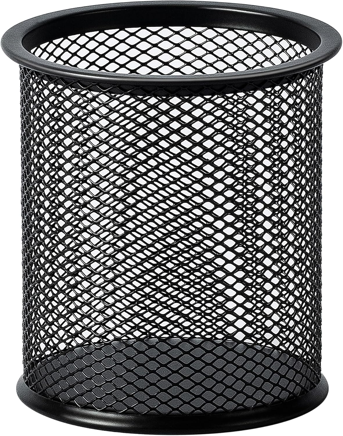 Amazon Basics Wire Mesh Pen Cup, Office Caddy Storage, Black, ‎3.7" x 3.3"