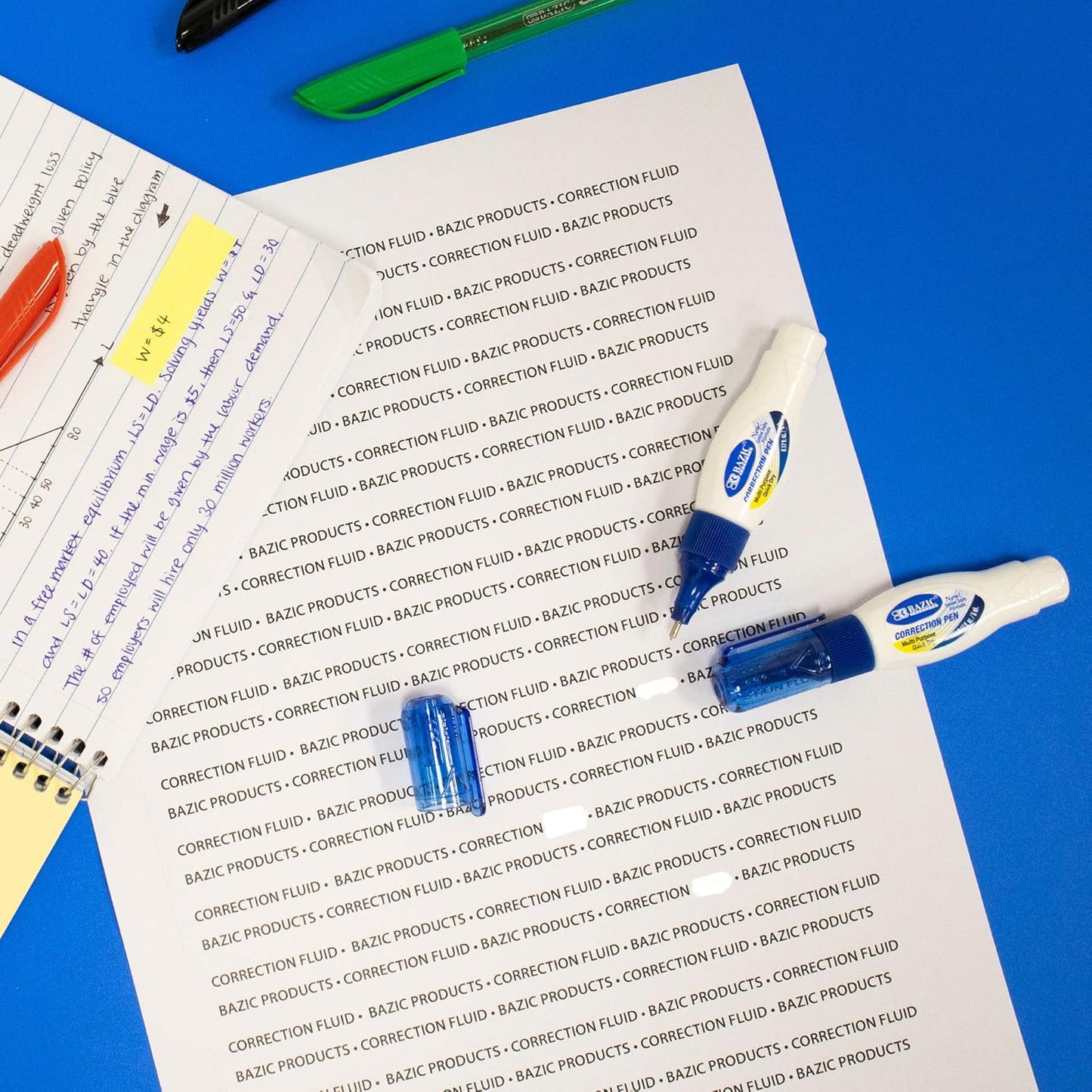 BAZIC Correction Pen (0.17oz/5 ml), Precise Metal Tip Applicator, Mini Fine Point Corrections Fluid, Squeeze White Out Wipe Out Liquid (2/Pack), 2-Packs