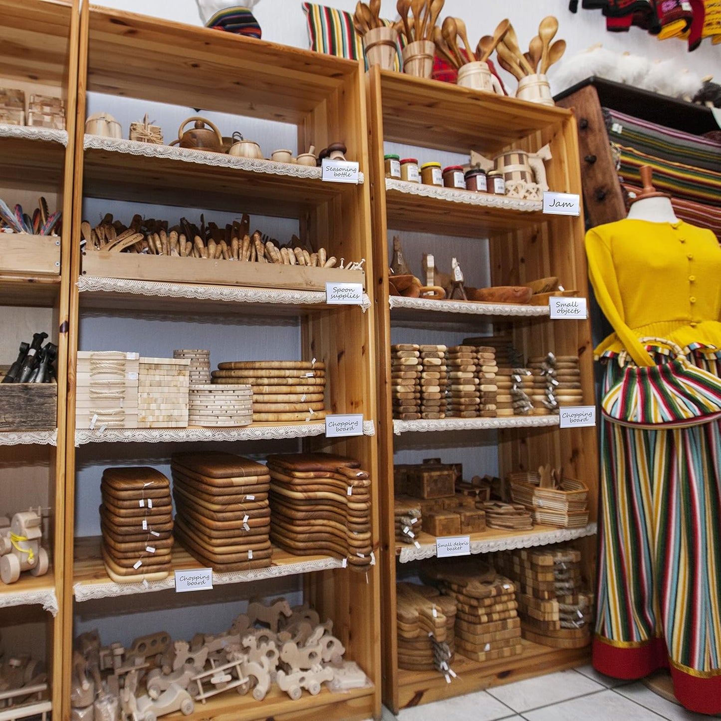 36pcs Wood Shelf Label Holder Plastic Price Tag Holder Supermarket Retail Sign PVC Clear Shelf Label Holder (Includes 50 Pieces Label Inserts) Perfect Fits 18 mm Wooden Shelving.