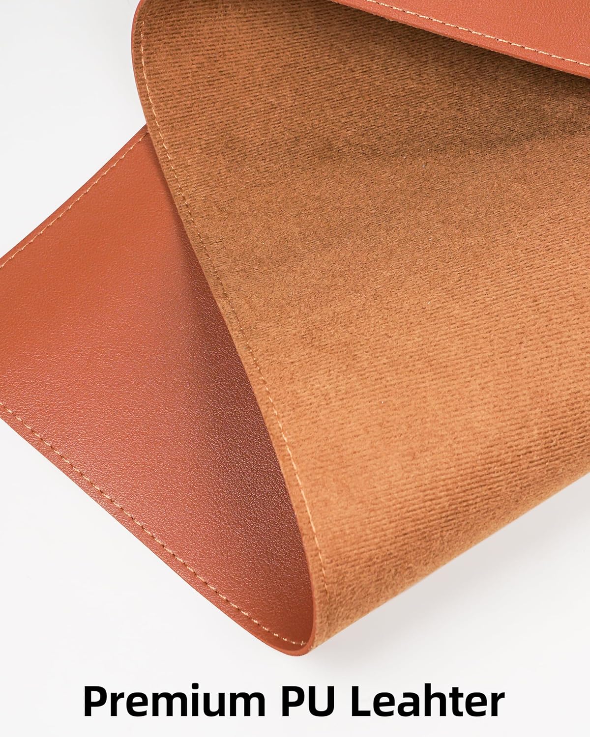 Extra Large Desk Pad Mat - Waterproof Mouse Pad & Desk Protector, Non-Slip XXL PU Leather Gaming Mat for Keyboard/Mouse, Stitched Edge with Ergonomic Support, 47.2"x23.6" (Brown)