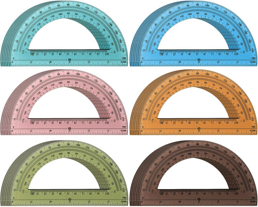 36 Pcs of Colorful Plastic Protractors 180 Degrees 6 Inches Mathematical Protractor Translucent Geometric for Learn Office Measurement Drawing