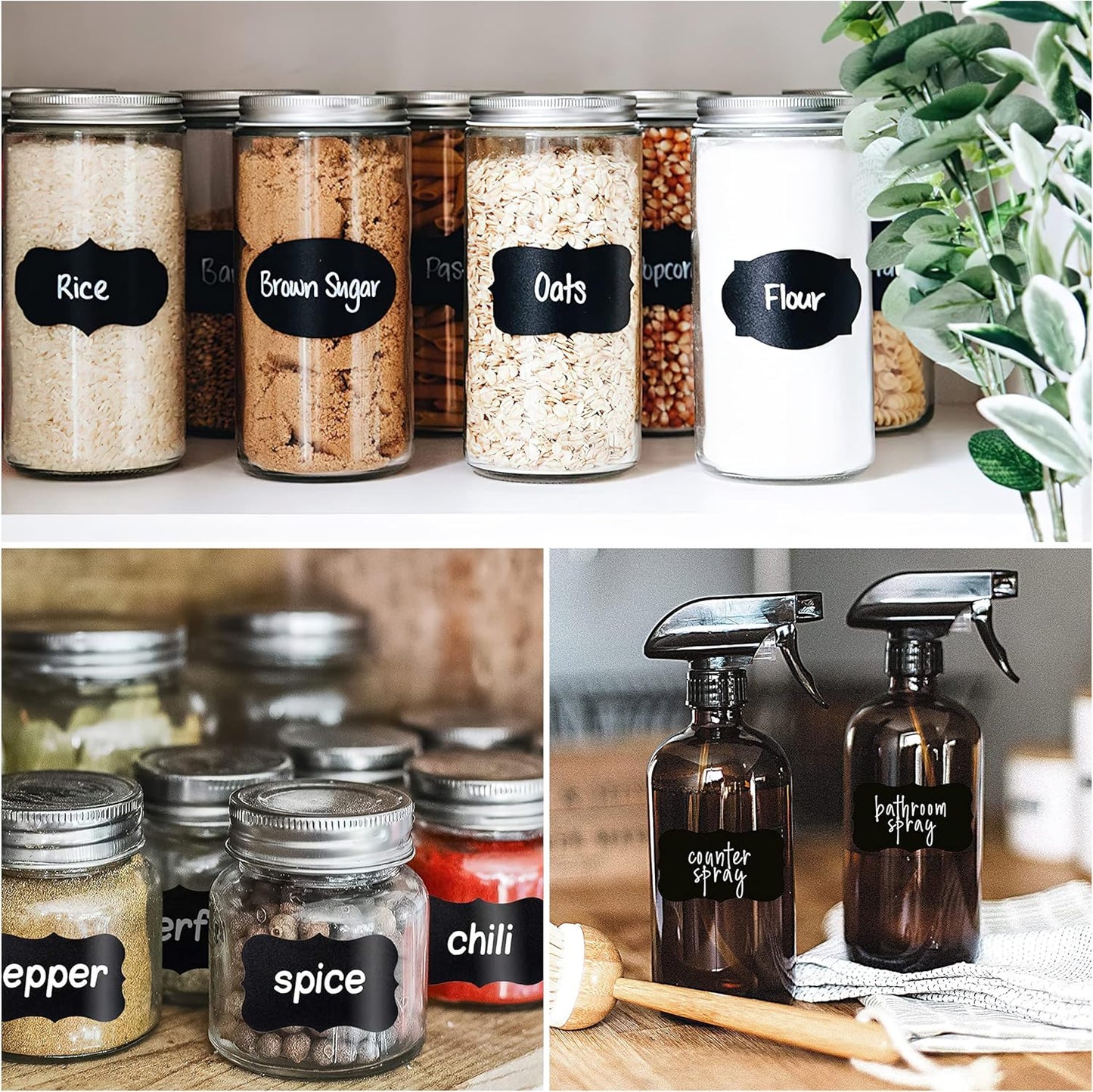 Chalkboard Labels, 120 Pcs Black Reusable Waterproof Labels Stickers with 2 White Chalk Markers, Kitchen Pantry Sticker Labels for Containers, Mason Jars, Condiments, Food Storage (Turtle Shap