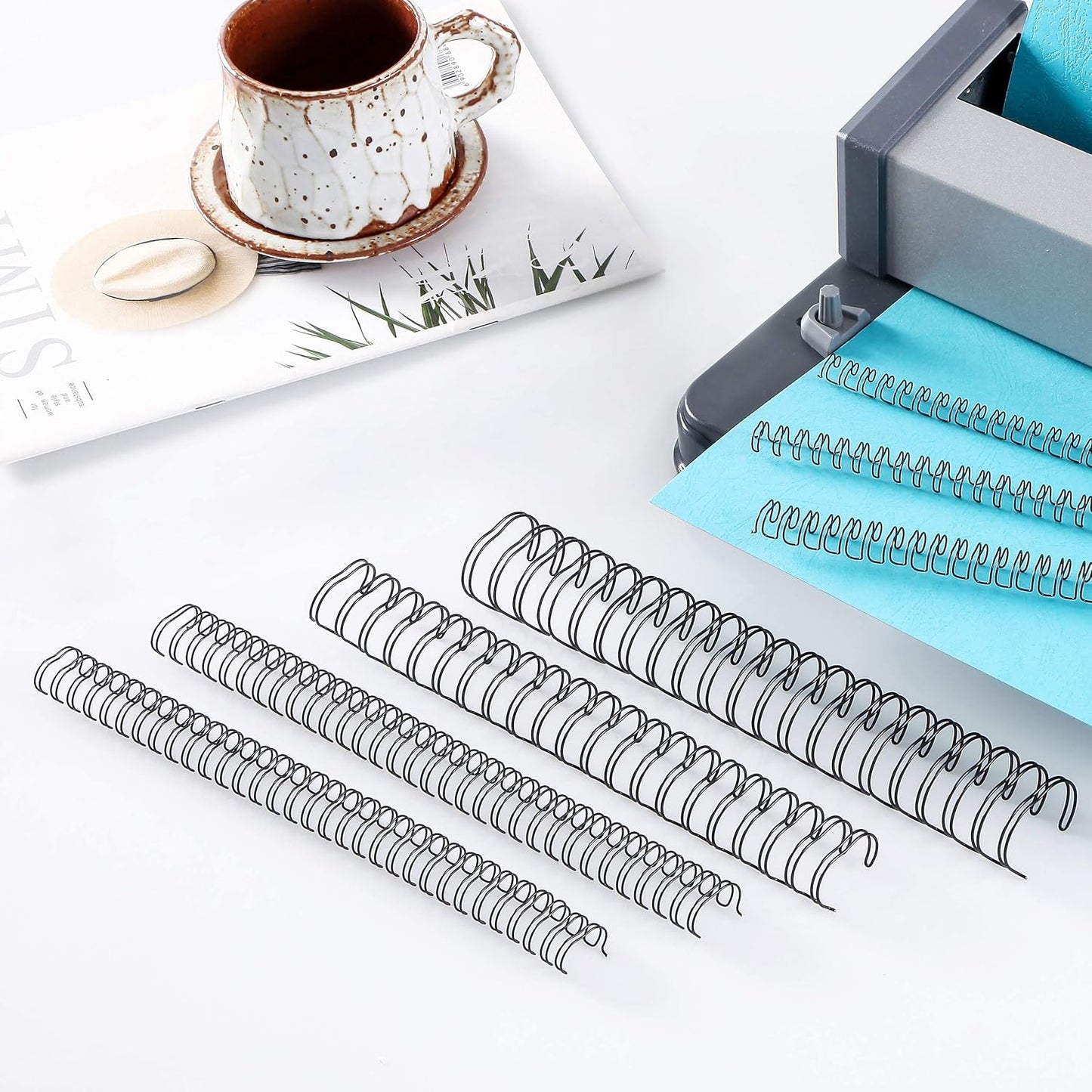 BNC Double Loop Wire Binding Rings Letter Size 3:1 Loops 32 Holes Black Color Pack of 100 (1/2 Inches)