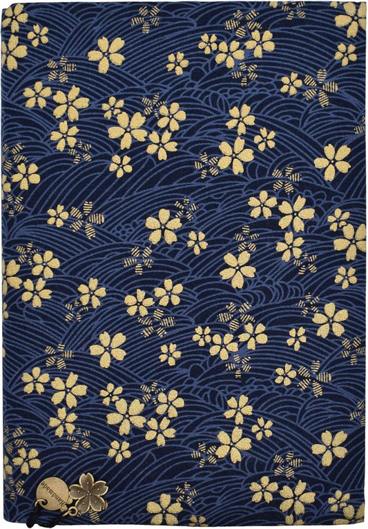 BLBMH 5.5x8.5 inch Book Covers for Paperbacks Adjustable Book Cover for Women Book Lovers Gifts Bible Novels Journal Soft Cloth Protector - Blue Sakura 8.5in