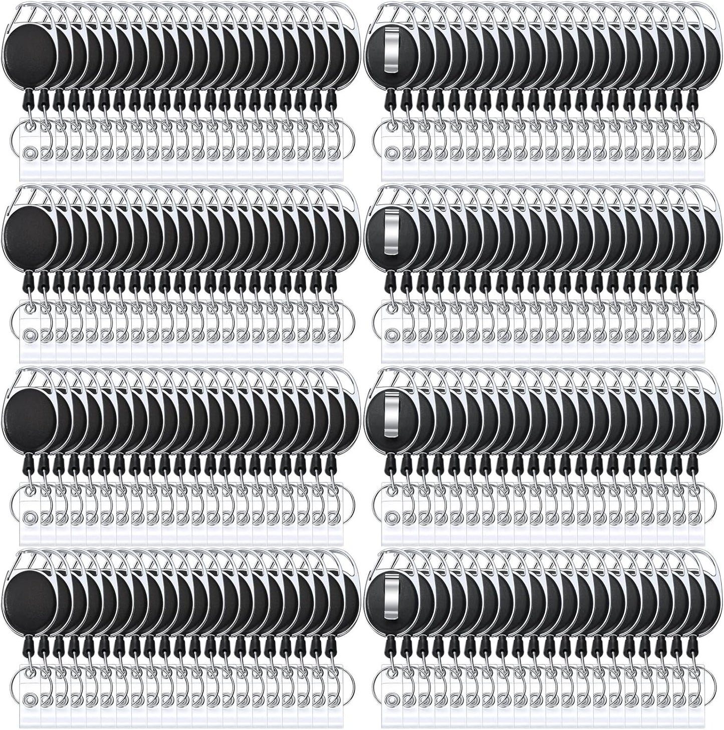 Honoson 170 Pcs Heavy Duty Retractable Badge Reels Batch ID Badge Holder Retractable Clip Bulk Key Holder with Ring for Office Worker Employee, Doctor Nurse Gifts (Black)