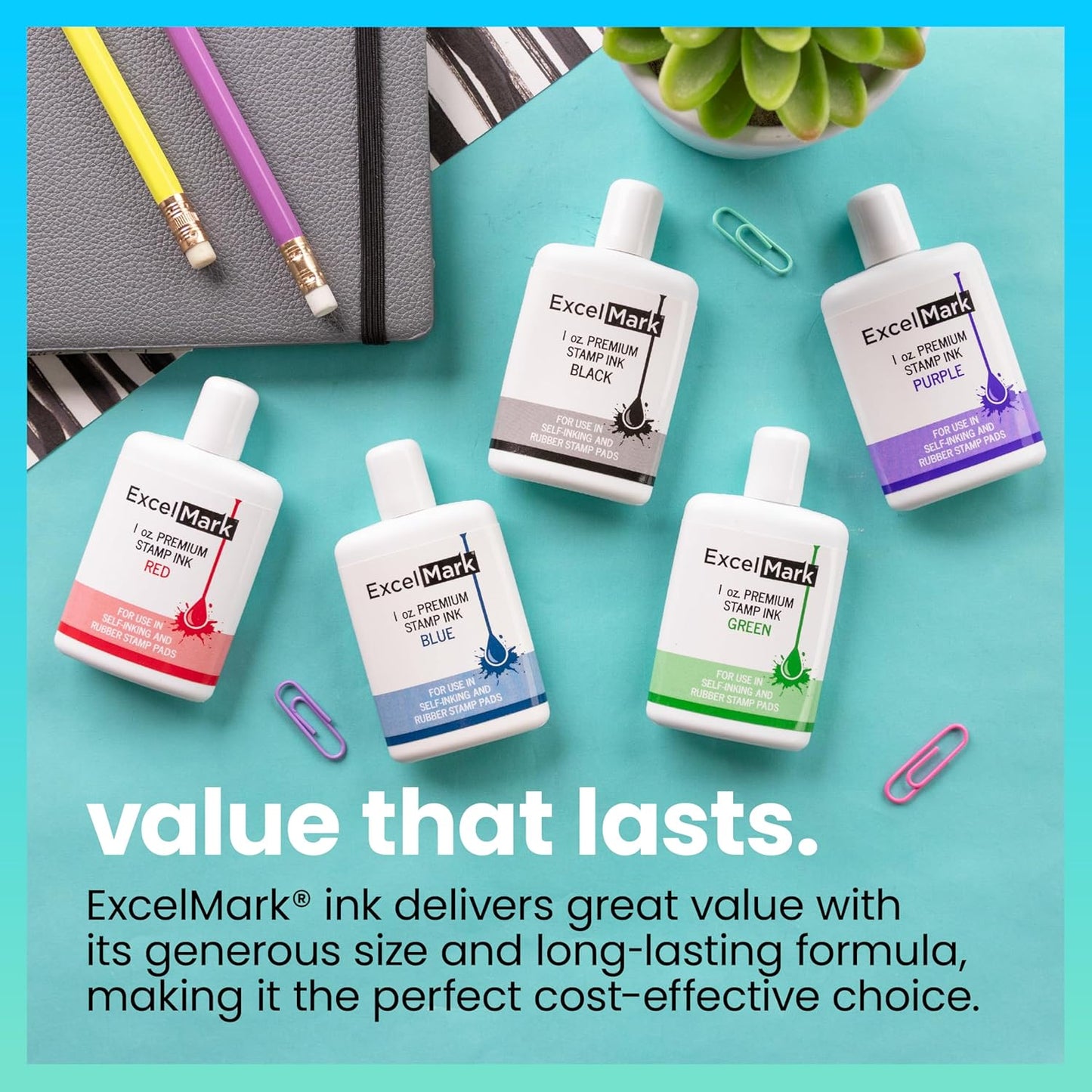 ExcelMark Premium Self-Inking Stamp Refill Ink - 1 oz. (Purple)