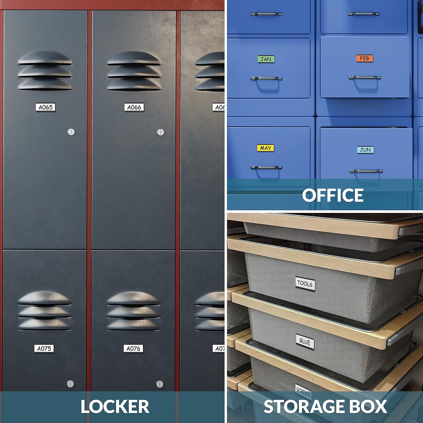 50 Pack"C" Channel Magnetic Label Holders 1x2 with 100 White Card Inserts, 50 Clear Plastic Protectors and Bonus 20 Colorful Cardstock Inserts in Blue, Green, Yellow and Red - Double-Sided Cards