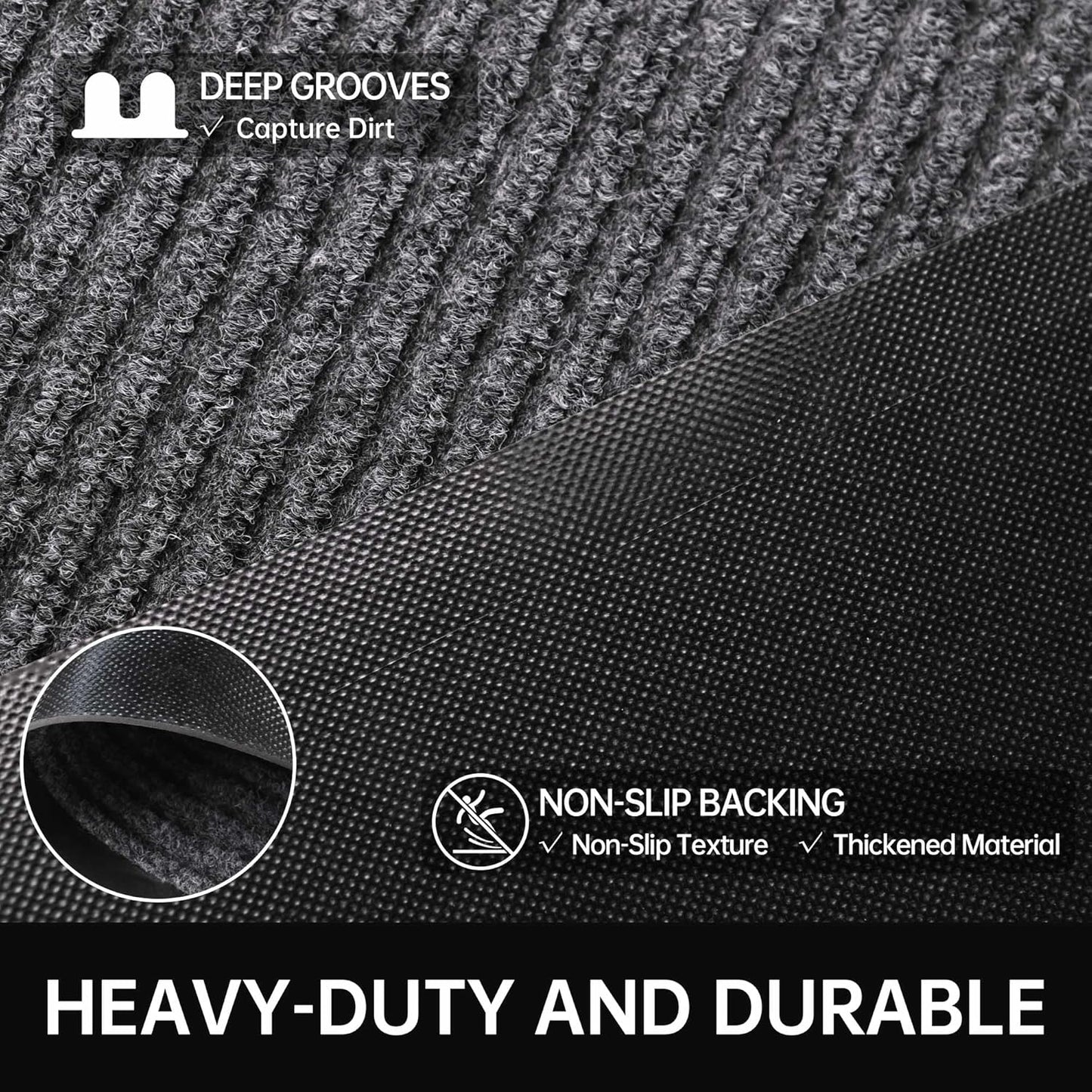 Front Door Mat, 4' x 8' Heavy Duty Indoor Outdoor Door Mat for Entryway, Commercial Door Mats Entrance, Low Profile Welcome Mats Non-Slip, Durable Rubber Backing Entry Mat for Patio, Home