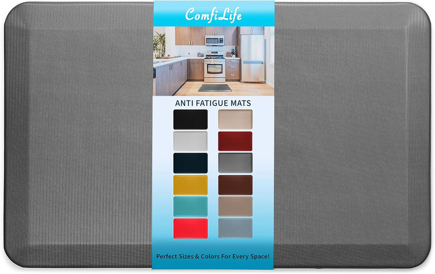 ComfiLife Anti Fatigue Floor Mat – 3/4 Inch Thick Kitchen Mats for Floor, Standing Desk Mat, Kitchen Rug – Comfort at Home, Office – Durable – Stain Resistant – Non-Slip Bottom (20" x 32", Charcoal)